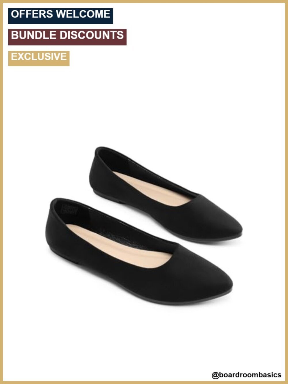 Pointed Toe Ballet Flats - Faux Suede, Slip-On, Cushioned, Flexible, Foldable - Picture 2 of 6